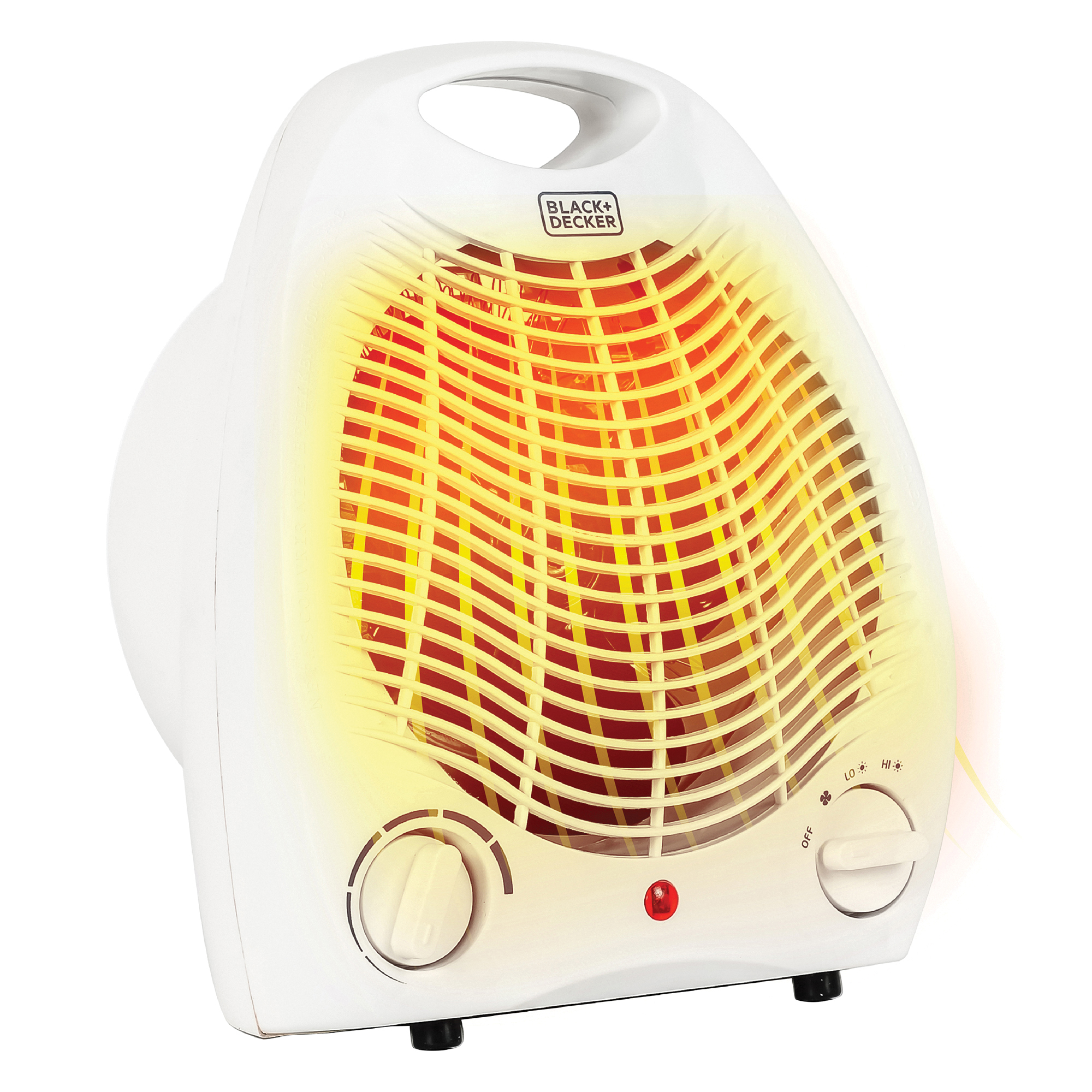 Black & Decker, Desktop Ceramic Heater with Fan Setting, White, Heat Type Forced Air, Heat Output 5120 Btu/hour, Heating Capability 200 ft², Model# BHD101W